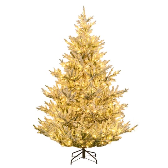 Costway 7ft. Pre-Lit Hinged Artificial Christmas Tree, Warm White LED Lights